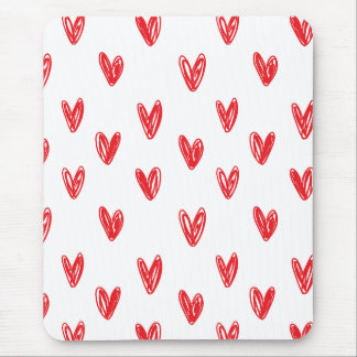 Hand Drawn Red Hearts Pattern – Minimal Valentine Muismat
