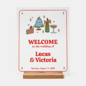 Hand Drawn Red Playful Whimsical Wedding Welcome (Recto)