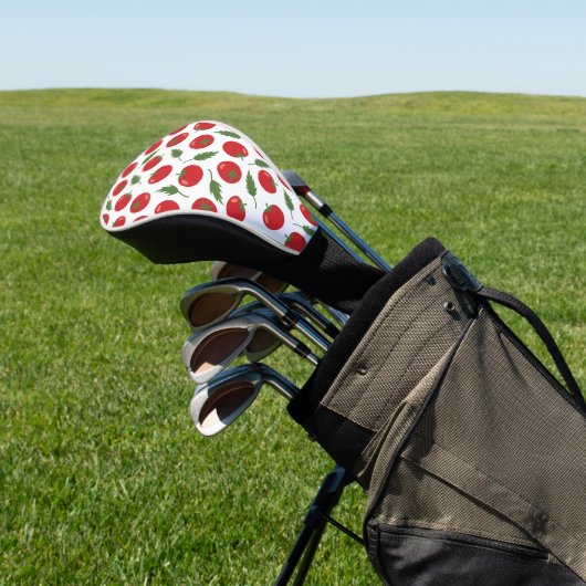 Hand Drawn Red Tomato Pattern Golfheadcover (Insitu)