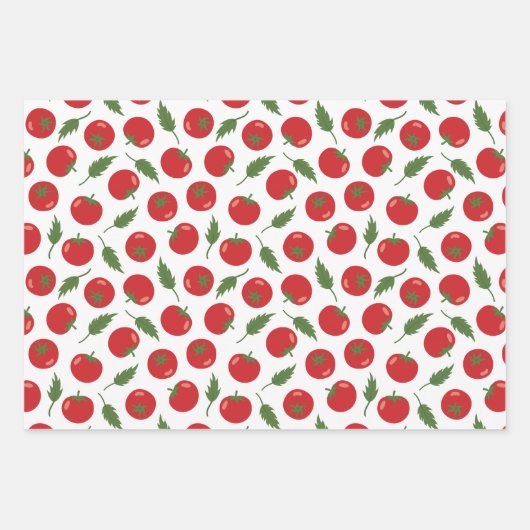 Hand Drawn Red Tomato Pattern Inpakpapier Vel (Voorkant)
