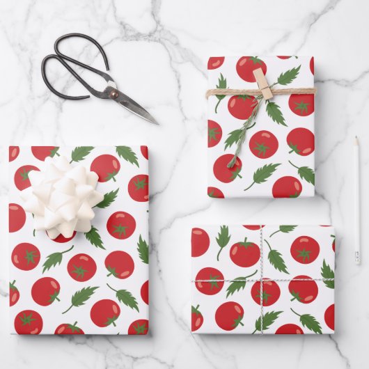 Hand Drawn Red Tomato Pattern Inpakpapier Vel (Voorkant)