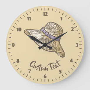 Hand Drawn riet Pet beige Grote Klok