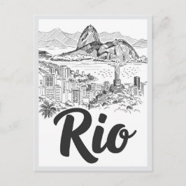 Hand drawn Rio de Janeiro Brazil Scene Landmark Briefkaart