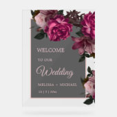 Hand Drawn Romantic Roses Wedding Welcome Acryl Bord (Voorkant)