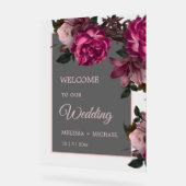 Hand Drawn Romantic Roses Wedding Welcome Acryl Bord (Hoek)