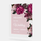 Hand Drawn Romantic Roses Wedding Welcome Acryl Bord (Hoek)