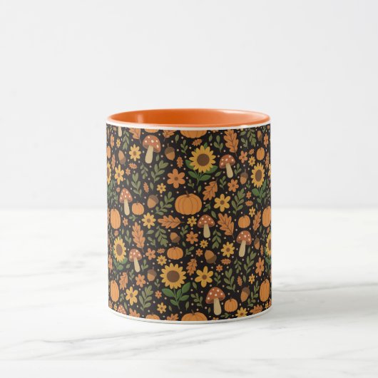 Hand Drawn Rustic Fall Pattern Coffee Mug (Centre)