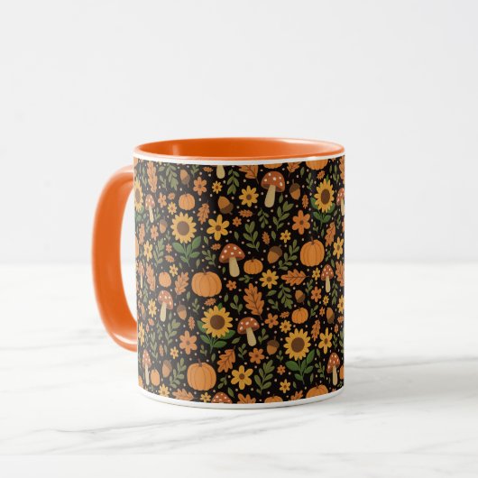 Hand Drawn Rustic Fall Pattern Coffee Mug (Devant gauche)