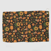 Hand Drawn Rustic Fall Pattern Golf Towel Golfhanddoek (Horizontaal)