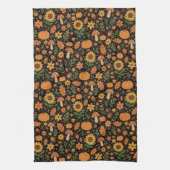 Hand Drawn Rustic Fall Pattern Kitchen Towel Theedoek (Verticaal)