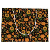 Hand Drawn Rustic Fall Pattern Large Gift Bag Groot Cadeauzakje (Achterkant)
