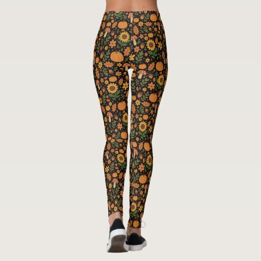 Hand Drawn Rustic Fall Pattern Leggings (Achterkant)