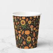 Hand Drawn Rustic Fall Pattern Paper Plates Papieren Bekers (Achterkant)