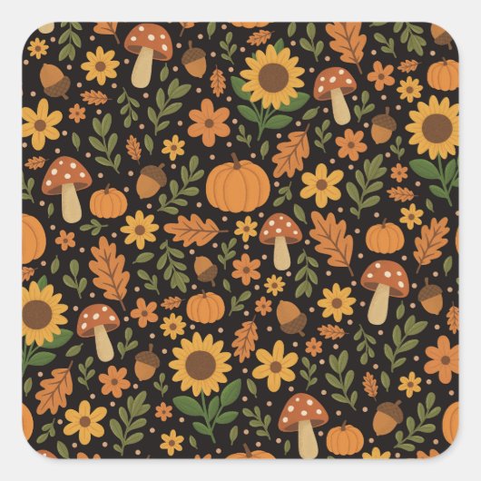 Hand Drawn Rustic Fall Pattern Sticker (Voorkant)