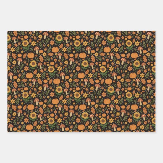 Hand Drawn Rustic Fall Pattern Wrapping Paper Set (Voorkant 2)