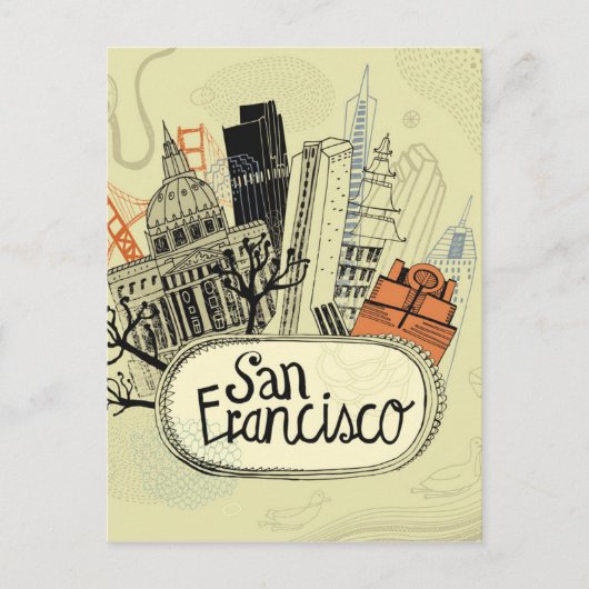Hand Drawn San Francisco Briefkaart (Voorkant)