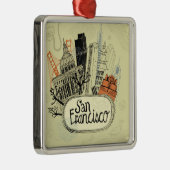 Hand Drawn San Francisco Metalen Ornament (Rechts)