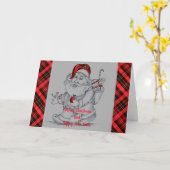Hand Drawn Santa Claus Kaart (Gele Bloem)