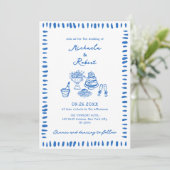 Hand Drawn Scribble Doodles All-In-One Wedding Inv Kaart (Staand voorkant)