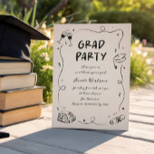Hand-Drawn Scribble Doodles Graduation Party  Kaart