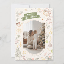 Hand Drawn Scribble Family Kid Photo Christmas