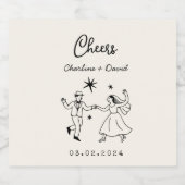 Hand Drawn Scribble Wedding Likeurfles Etiket (Enkel label)