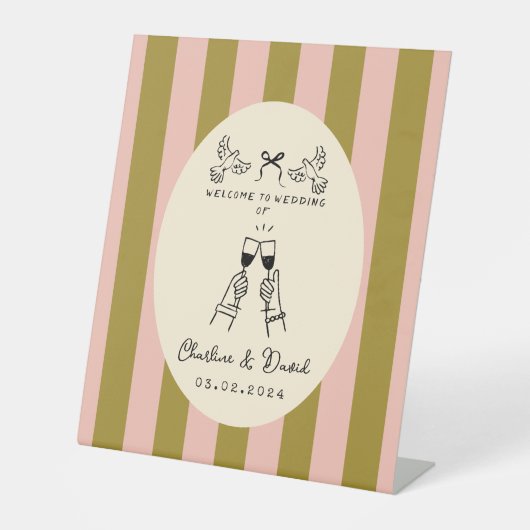 Hand Drawn Scribble Wedding Welcome Sign Reclamebord Met Voetstuk (Voorkant)