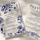 Hand Drawn Scribbles/Doodles All-In-One Wedding Kaart