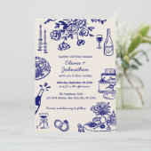 Hand Drawn Scribbles/Doodles Wedding Invitation (Debout devant)