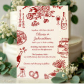 Hand Drawn Scribbles/Doodles Wedding Invitation Kaart