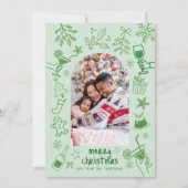 Hand Drawn Scribbly Glitter Green Merry Christmas  Kaart (Voorkant)