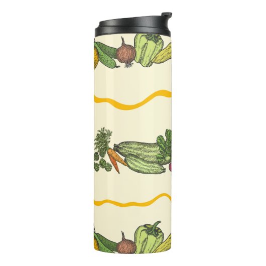 Hand drawn seamless pattern of natural vegetables  thermosbeker (Gedraaid links)