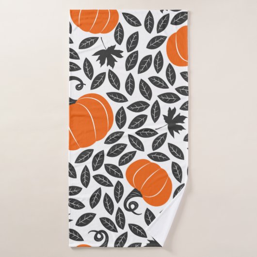 Hand drawn seamless pattern with pumpkins and leav (Serviette de bain)