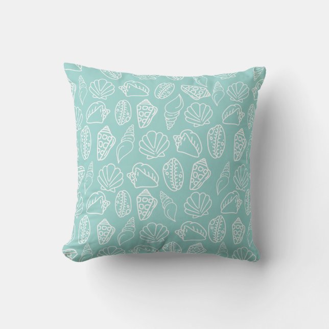 Hand-drawn Seashell Throw Pillow Kussen (Voorkant)