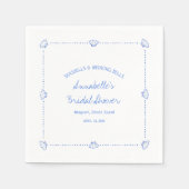 Hand Drawn Seashells & Wedding Bells Bridal Shower Servet (Voorkant)