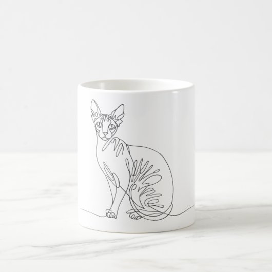 Hand Drawn Sphynx Cat - Minimalist Line Art Koffiemok (Center)