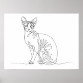 Hand Drawn Sphynx Cat - Minimalist Line Art Poster (Voorkant)
