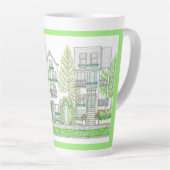 Hand Drawn Spring City Green Large Latte Mok (Rechterhoek)
