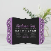 HAND-DRAWN STARS Bar Bat Mitzvah Uitnodiging (Staand voorkant)