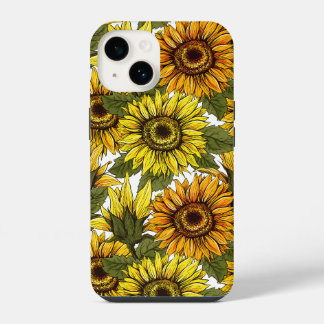 Hand Drawn Sunflower iPhone 14 Hoesje
