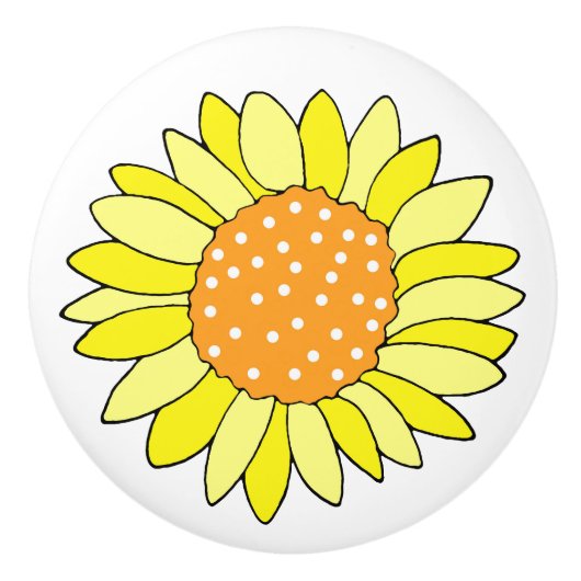Hand Drawn Sunflower Keramische Knop (Voorkant)