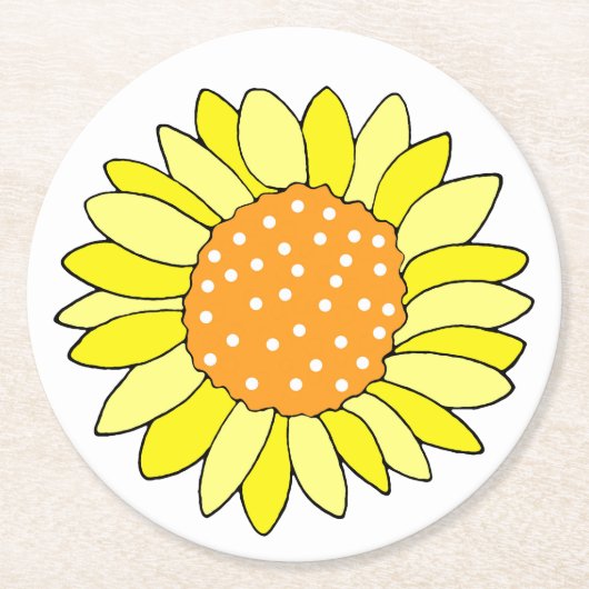 Hand Drawn Sunflower Ronde Kartonnen Onderzetter (Voorkant)