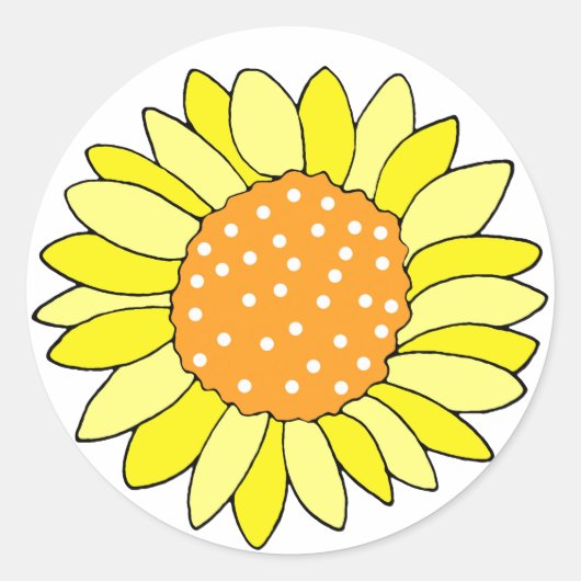 Hand Drawn Sunflower Ronde Sticker (Voorkant)