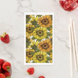 Hand Drawn Sunflower Servet
