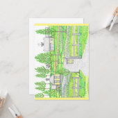 Hand Drawn Sunny Hill Boerderij Flat Kaart (Voorkant / Achterkant in situ)