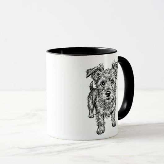 Hand-Drawn Terrier Dog Sketch Mug Mok (Voorkant rechts)