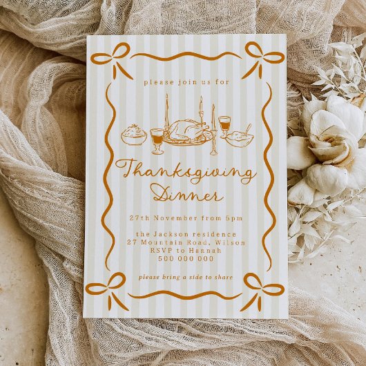 Hand Drawn Thanksgiving Dinner Invitation
