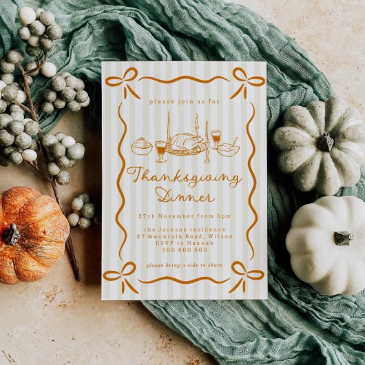 Hand Drawn Thanksgiving Dinner Invitation Kaart