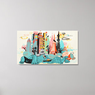 Hand Drawn Tokyo Japan Canvas Afdruk