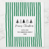 Hand drawn tree Merry Christmas Wijn Etiket (Enkel label)